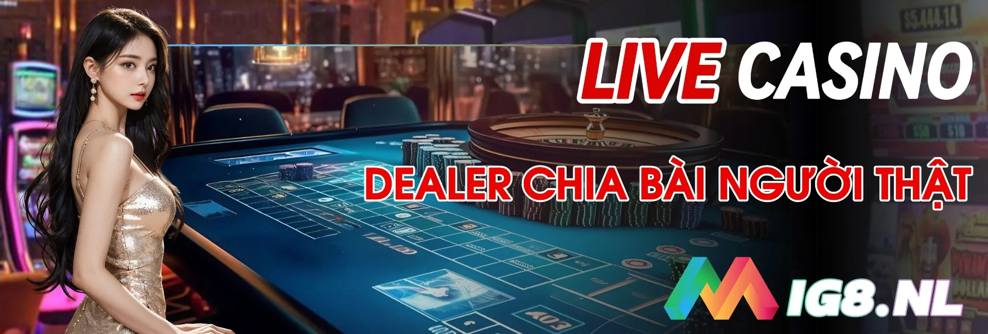 Trải nghiệm cá cược Live casino với dealer chia bài người thật tại Mig8